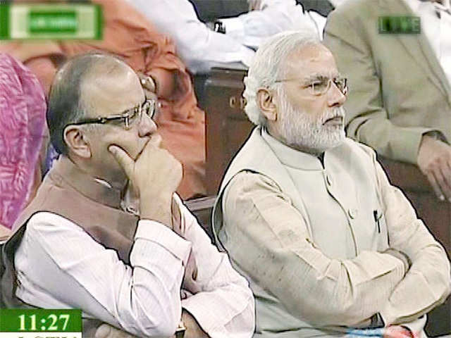 Narendra Modi with Arun Jaitley during President's address