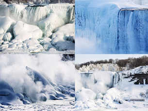 What happens when Niagara River appears to form crystalline cascade