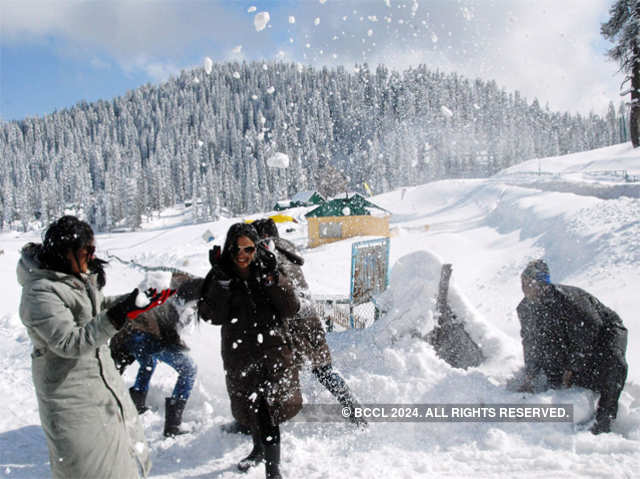 Tourists enjoy with snow