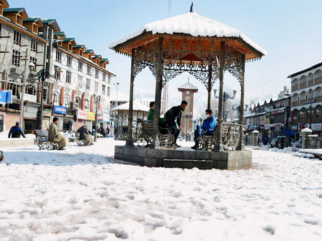 Snow covered park at Ghanta Ghar