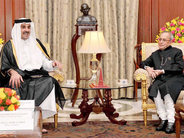 President Pranab Mukherjee with Emir of Qatar