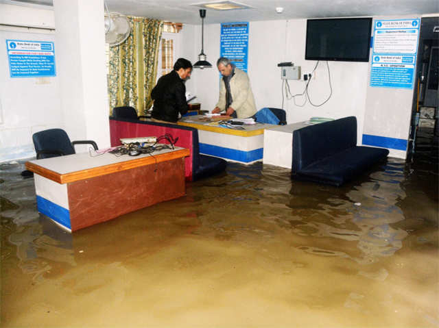 Salvaged bank partially under water