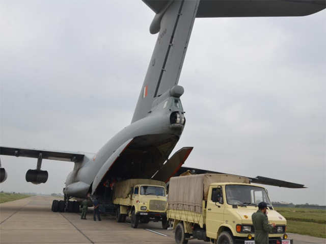 Relief material being flown to flood alerted J&K