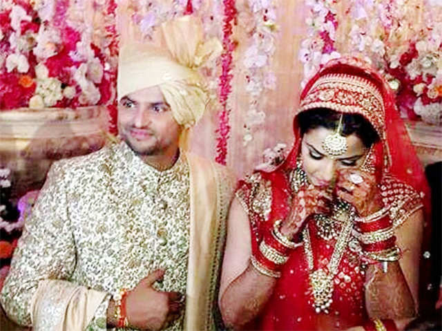 Suresh Raina and Priyanka during their wedding
