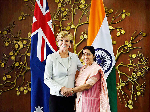 Sushma Swaraj with North Korean Foreign Minister Ri Su-Yong