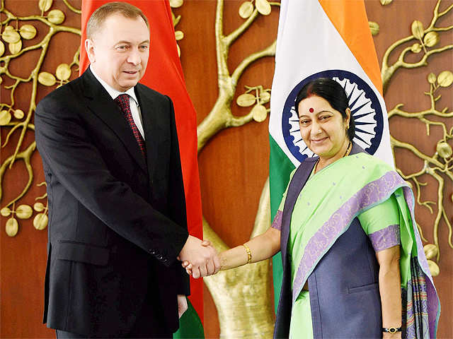 Sushma Swaraj with Minister of Foreign Affairs of Belarus