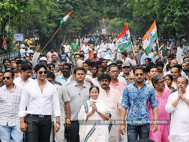 Mamata Banerjee in a TMC rally