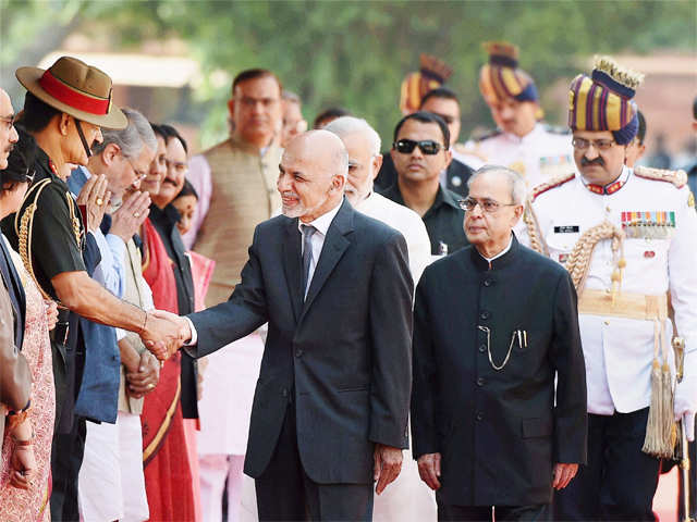 Ceremonial welcome in the forecourt of Rashtrapati Bhavan