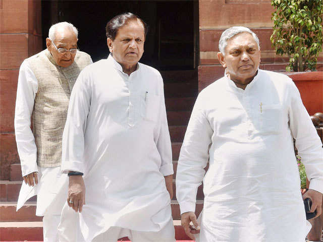 Janardhan Dwivedi, Ahmad Patel and Motilal Vohra during Budget session