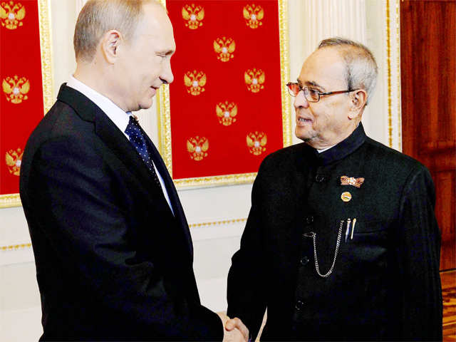 President Pranab Mukherjee meets Vladimir Putin
