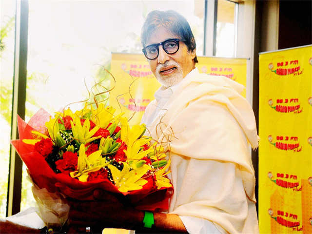 Amitabh Bachchan at a radio studio