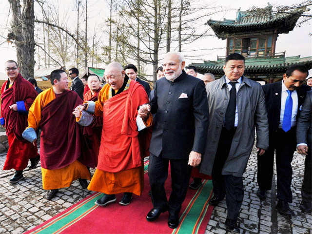 PM Modi during a visit to the Gandan Monastery