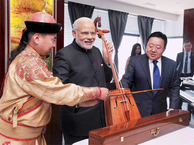 President of Mongolia gifts Morin Khuur to PM Modi
