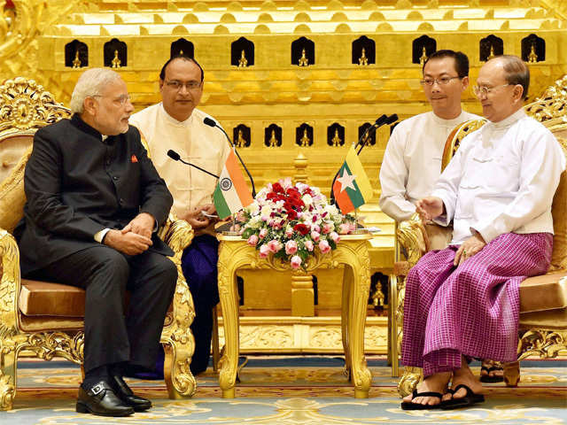 PM Modi during a meeting in Myanmar
