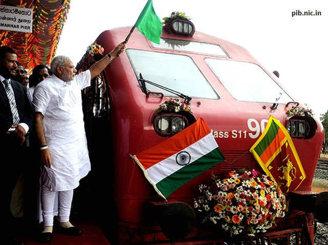 Modi flagging off the Talaimannar-Madu Road train