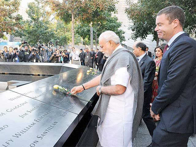 Modi paying tribute at Ground Zero