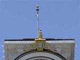 Clock tower atop train station