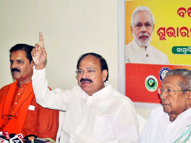 M Venkaiah Naidu at a press conference