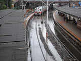 Rail tracks flooded with water