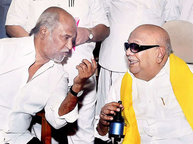 Superstar Rajnikanth with DMK chief M Karunanidhi