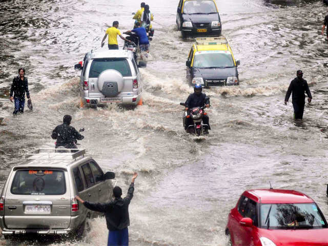 Water logged road in Mumbai