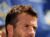 David Beckham practices with the Los Angeles Galaxy