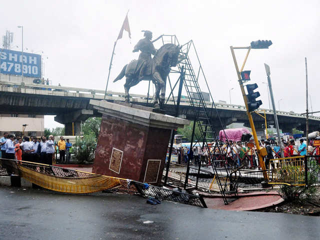 Broken platform of Shivaji's statue