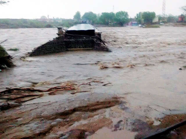 Damaged bridge on Bhader river