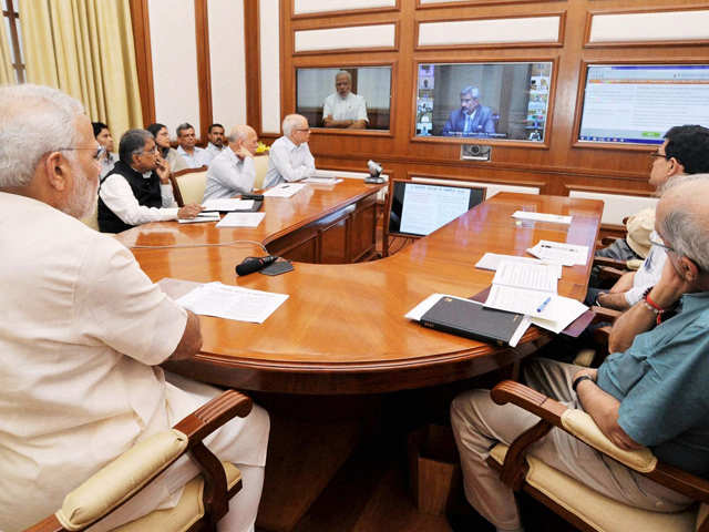 PM Modi at interaction through PRAGATI