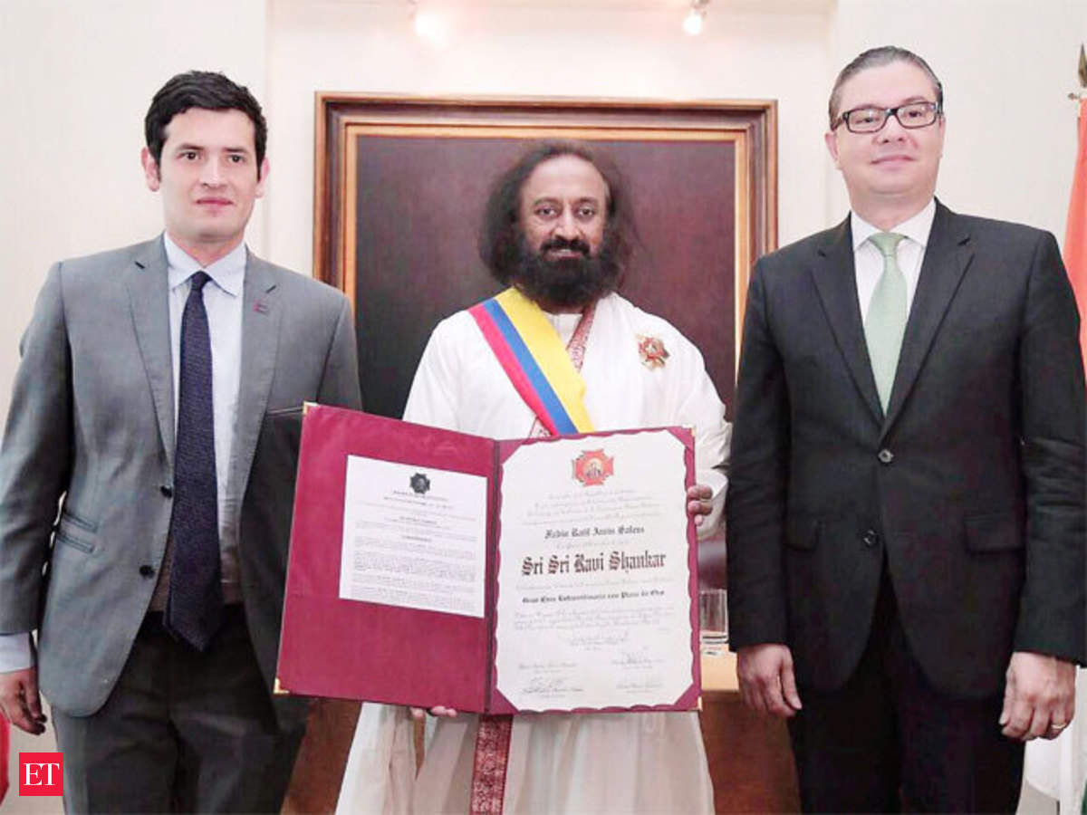 Sri Sri Ravi Shankar conferred with Colombia's highest civilian award - The Economic Times
