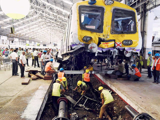 Speeding train rammed into the dead end