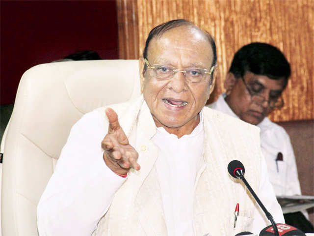 Shankersinh Vaghela addresses a news conference