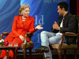 Hillary interacts with  Aamir Khan