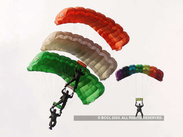 Spectacular images: Skydiving performance by IAF's Akash Ganga team
