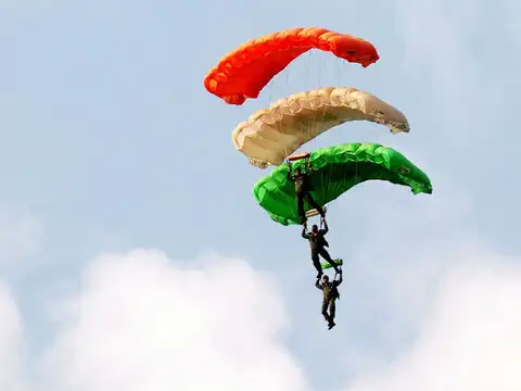 Skydivers belonged to the Akash Ganga team of IAF