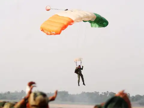 Skydiver performing