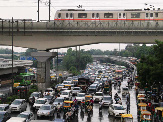 Traffic jam due to rains