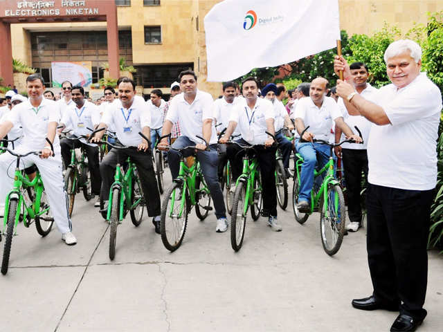 RS Sharma flagging off a cycling camp