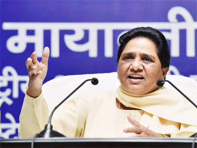 Mayawati addresses a press conference in Lucknow