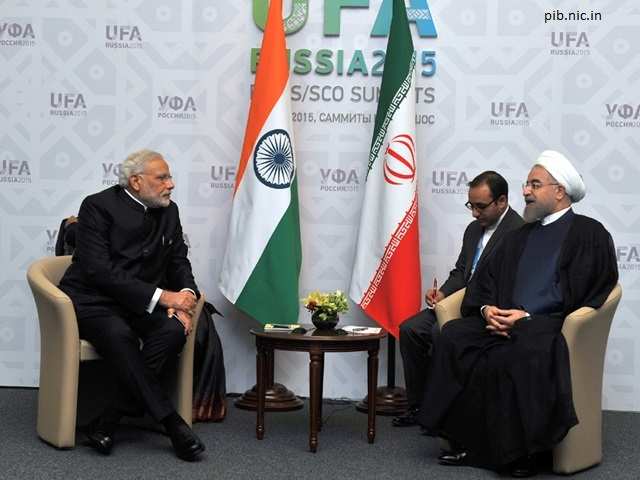 PM Modi and Iran's Rouhani in a bilateral meeting