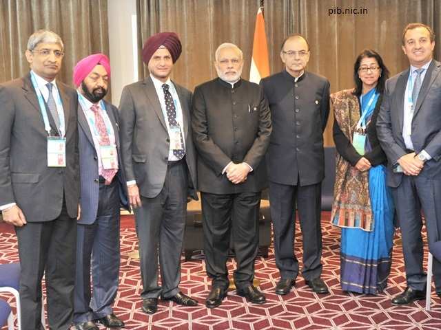 PM Narendra Modi meets Indian CEOs in Ufa, Russia