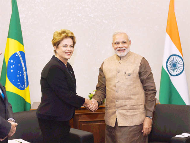 PM Modi with Brazil's Dilma Rousseff