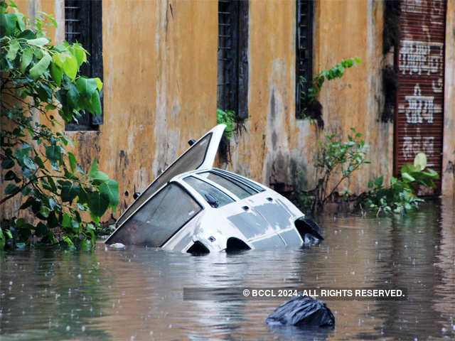 Car submerged in water