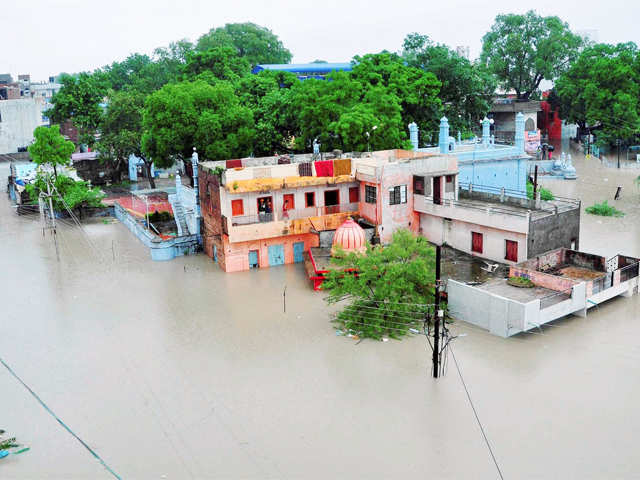 Houses submerge in water