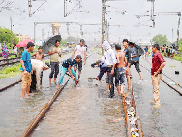 Fooded railway tracks