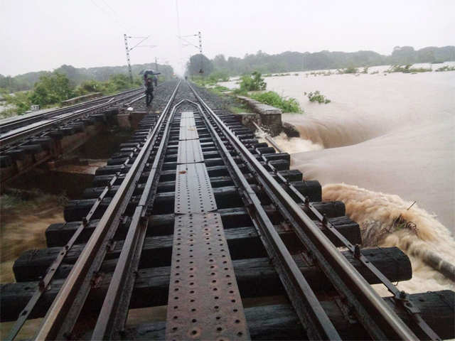 Railway tracks wash off