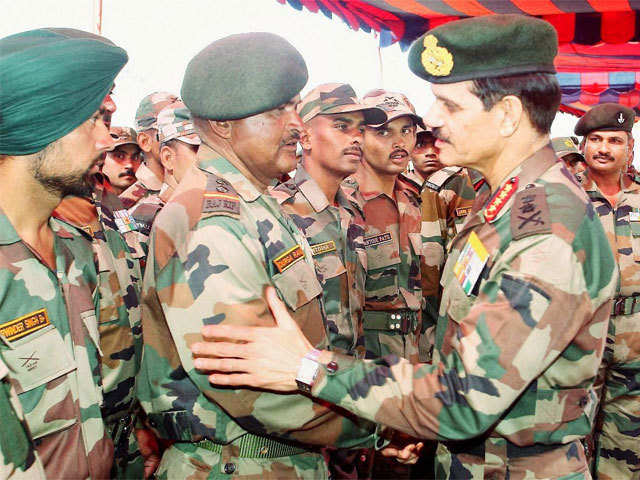 General Dalbir Singh Suhag interacts with soldiers