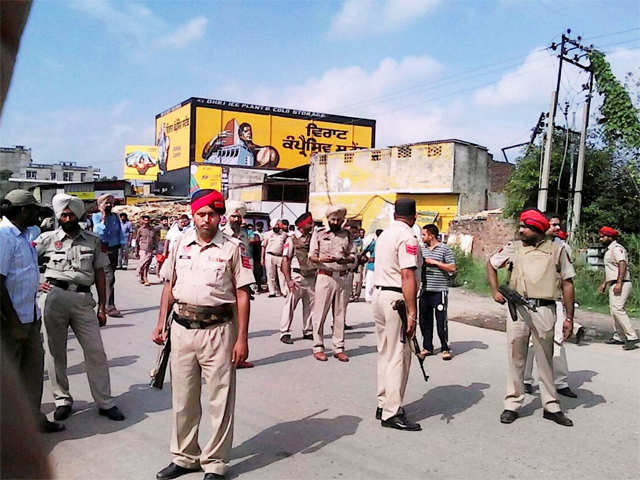 Punjab police personnel keeps vigil