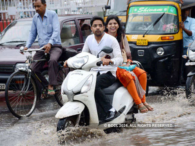Driving through a flooded Patna street