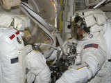 Astronauts during the spacewalk